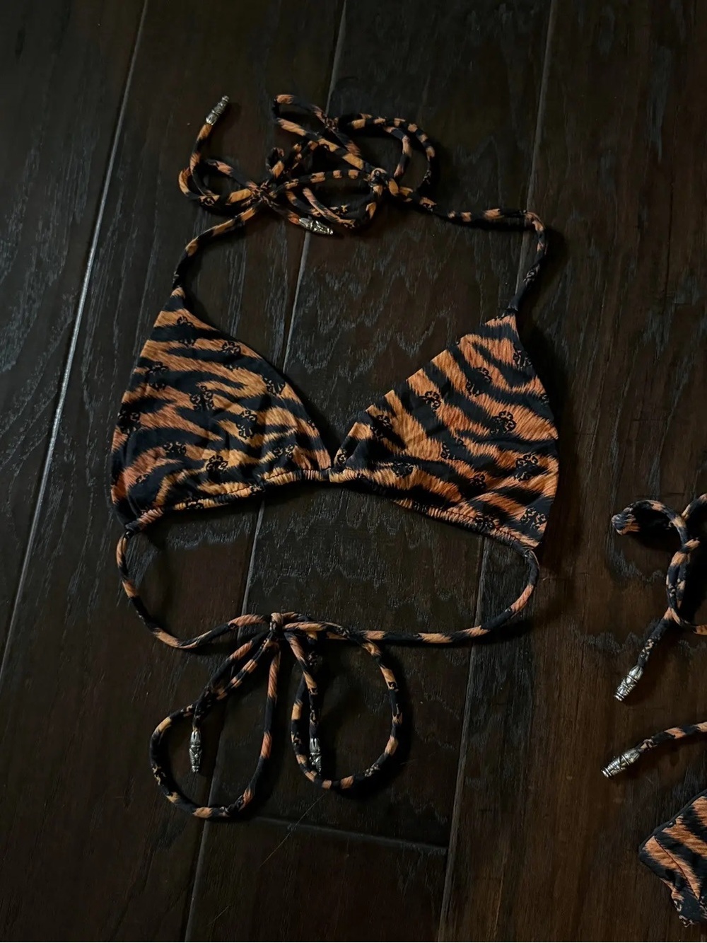 Chrome Hearts Triangle Bikini Top - Orange & Black